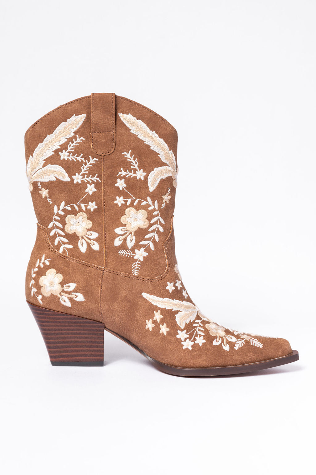Paige Cocoa Embroidered Booties SALE-Sunny Prom
