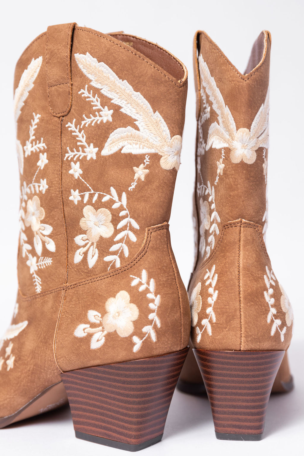 Paige Cocoa Embroidered Booties SALE-Sunny Prom