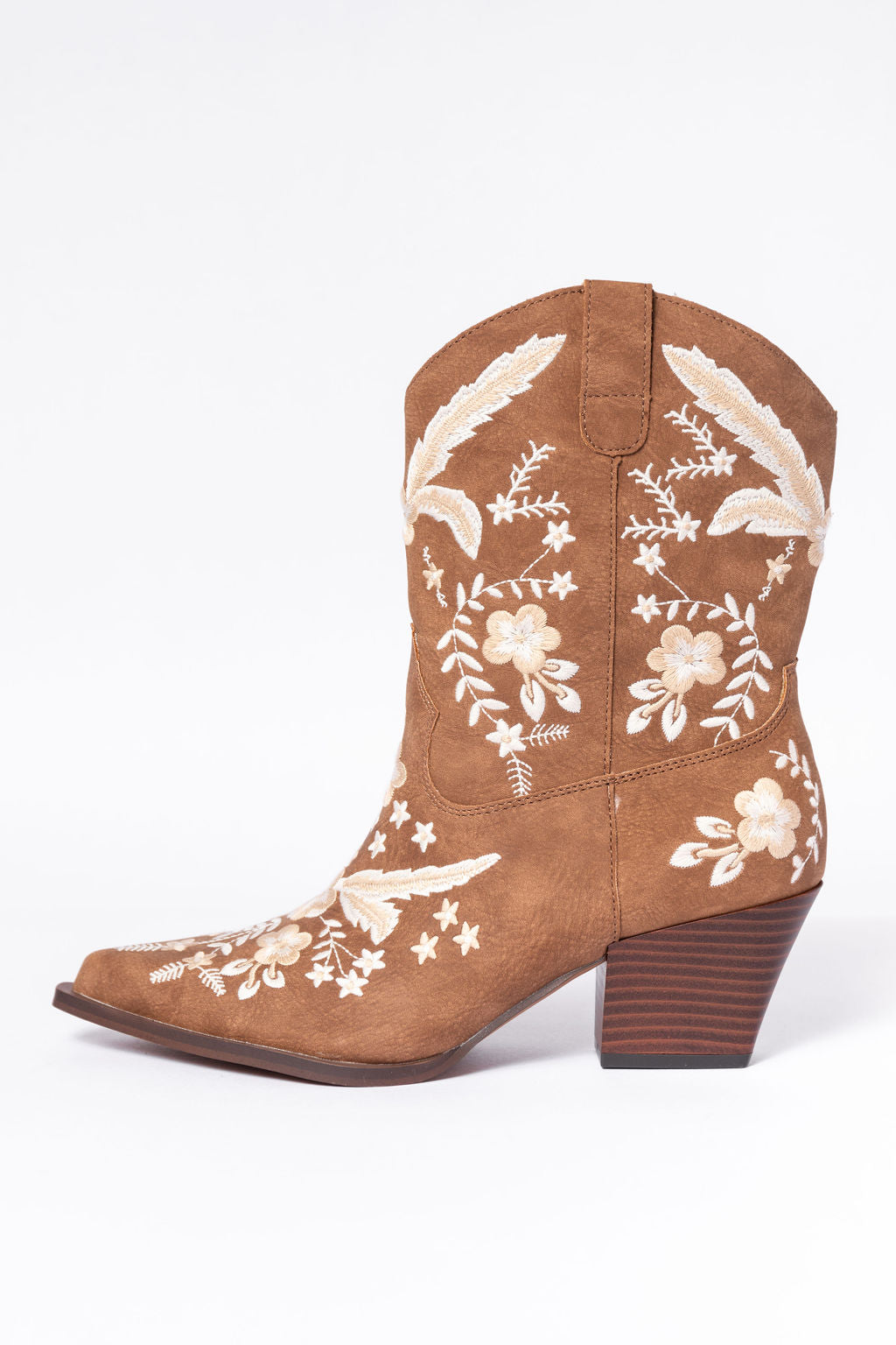 Paige Cocoa Embroidered Booties SALE-Sunny Prom