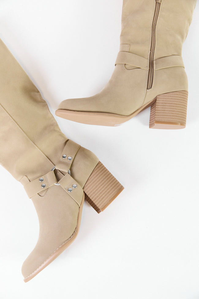 Hendrix Taupe Moto Tall Boots FINAL SALE-Sunny Prom