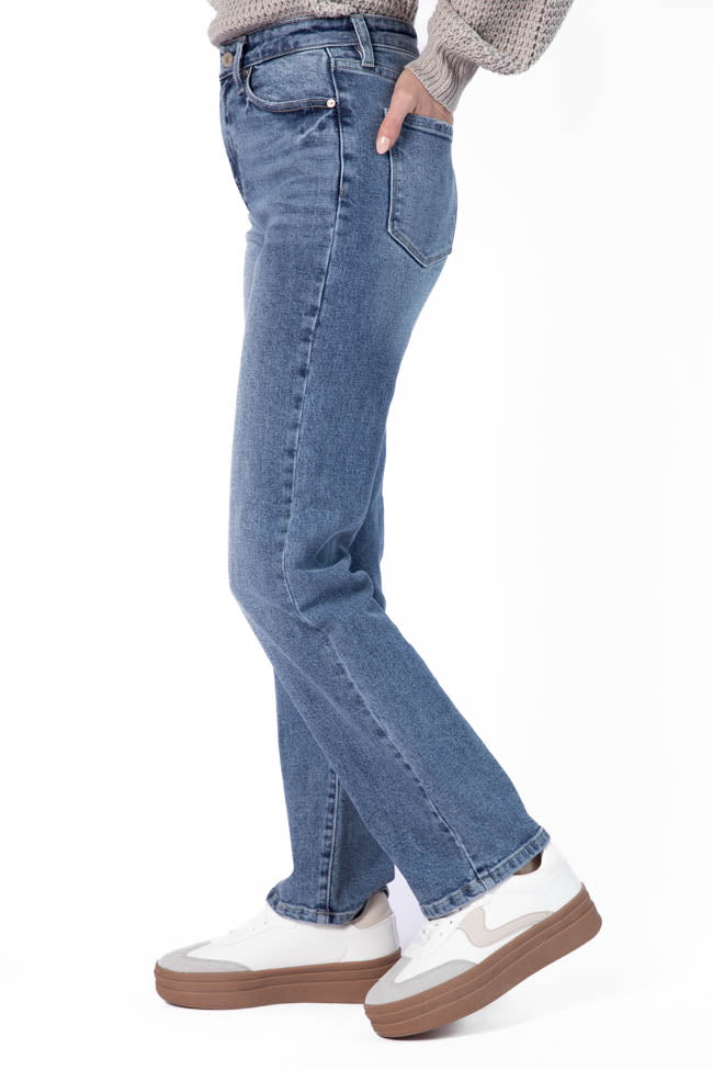 Raleigh Medium Wash Straight Leg Jeans FINAL SALE-Sunny Prom