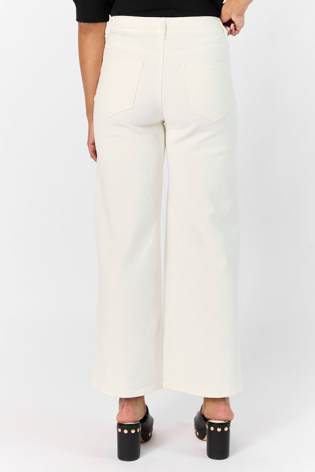 Sutton White Wide Leg Patch Pocket Jeans SALE-Sunny Prom