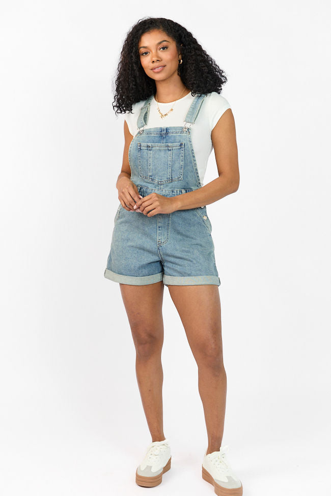 Common Ground Medium Wash Relaxed Fit Cuffed Overalls SALE-Sunny Prom
