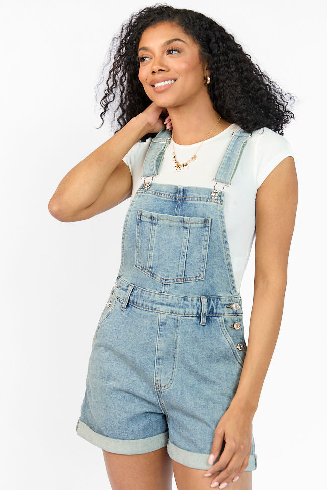 Common Ground Medium Wash Relaxed Fit Cuffed Overalls SALE-Sunny Prom