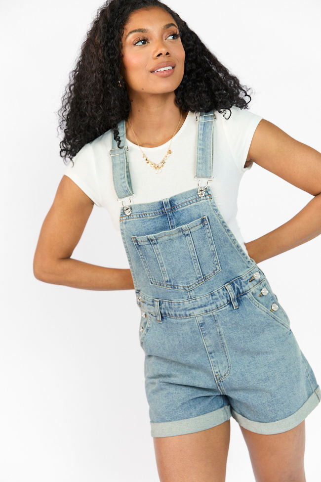 Common Ground Medium Wash Relaxed Fit Cuffed Overalls SALE-Sunny Prom