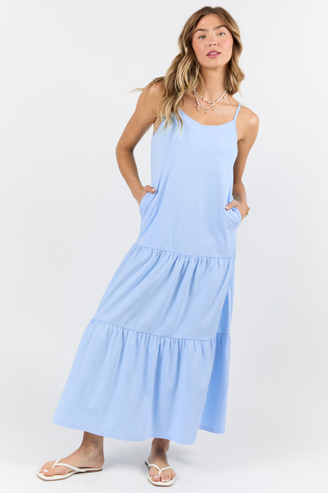 Sweet Melodies Blue Ribbed Knit Maxi Dress FINAL SALE-Sunny Prom