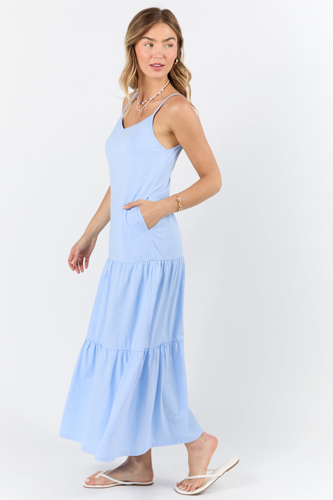 Sweet Melodies Blue Ribbed Knit Maxi Dress FINAL SALE-Sunny Prom