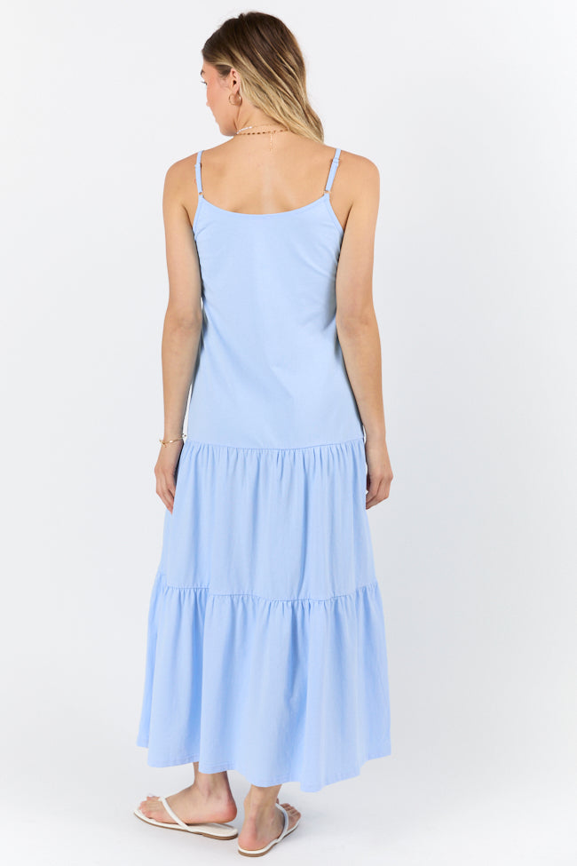 Sweet Melodies Blue Ribbed Knit Maxi Dress FINAL SALE-Sunny Prom