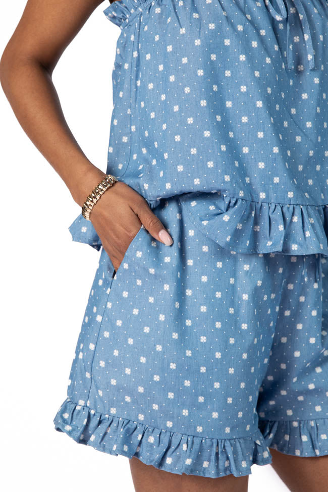 Perfect Playlist Blue Printed Chambray Set SALE-Sunny Prom