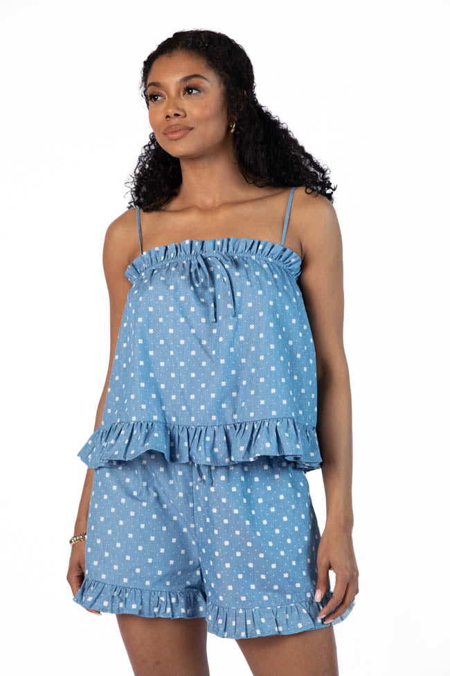 Perfect Playlist Blue Printed Chambray Set SALE-Sunny Prom