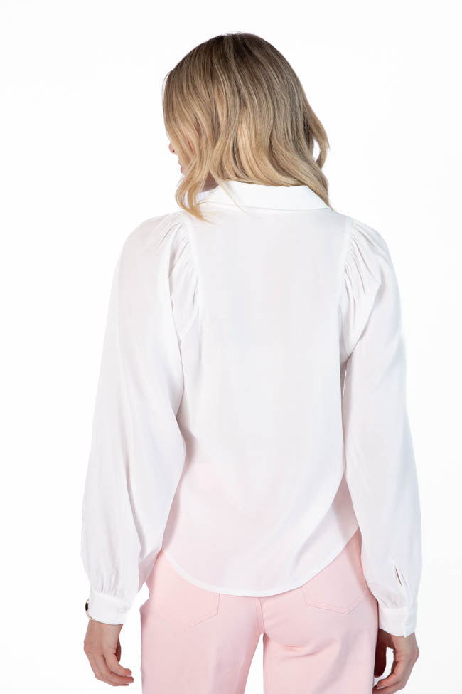 Basic Foundation Ivory Button Down Blouse FINAL SALE-Sunny Prom