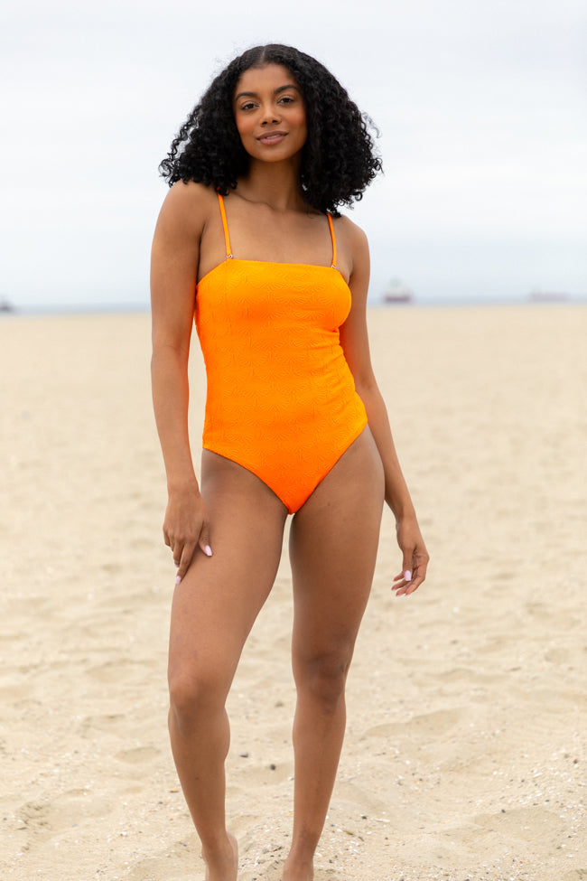 Coral Reef Orange Textured One Piece Swimsuit FINAL SALE-Sunny Prom