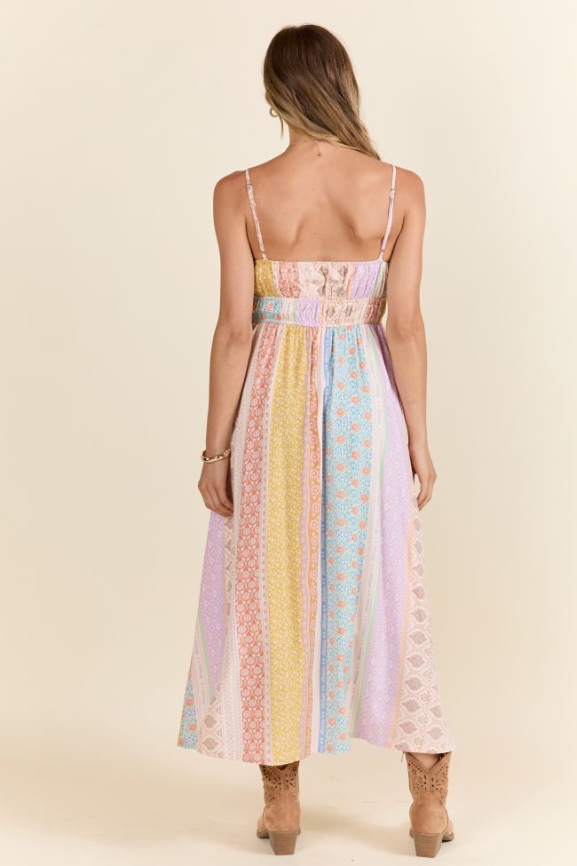 Lovingly Yours Multi Patchwork Print Midi Dress-Sunny Prom