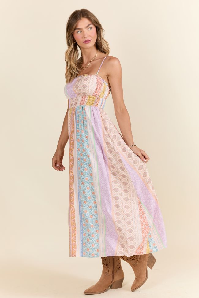 Lovingly Yours Multi Patchwork Print Midi Dress-Sunny Prom