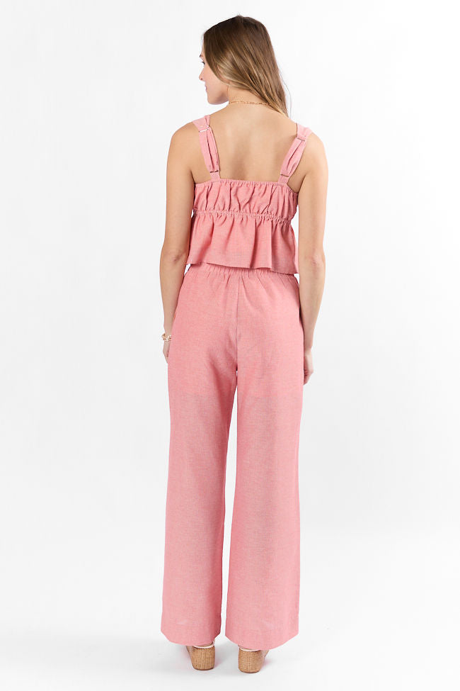 To The Sun Coral Striped Peplum Two Piece Set FINAL SALE-Sunny Prom