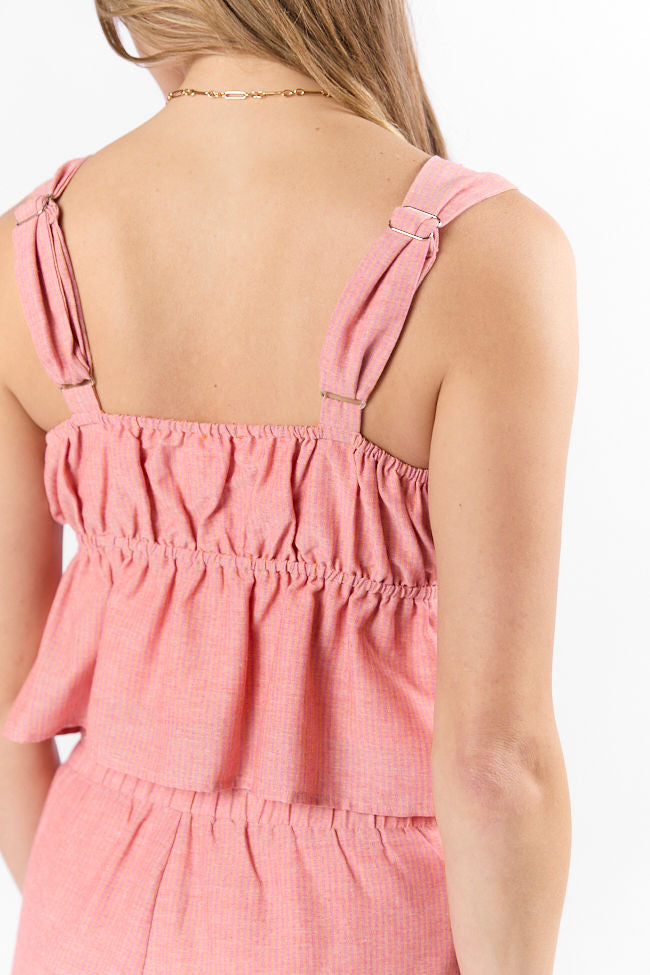 To The Sun Coral Striped Peplum Two Piece Set FINAL SALE-Sunny Prom