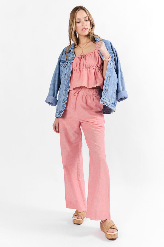 To The Sun Coral Striped Peplum Two Piece Set FINAL SALE-Sunny Prom