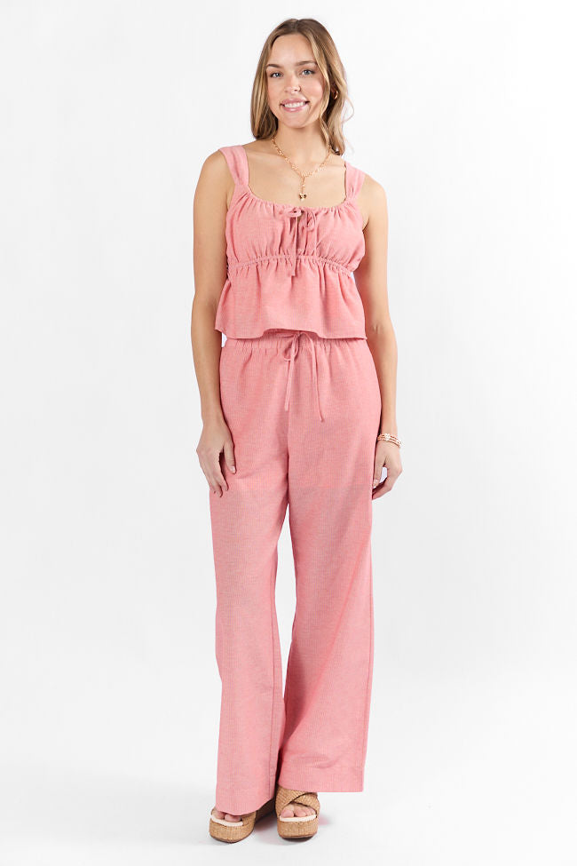 To The Sun Coral Striped Peplum Two Piece Set FINAL SALE-Sunny Prom