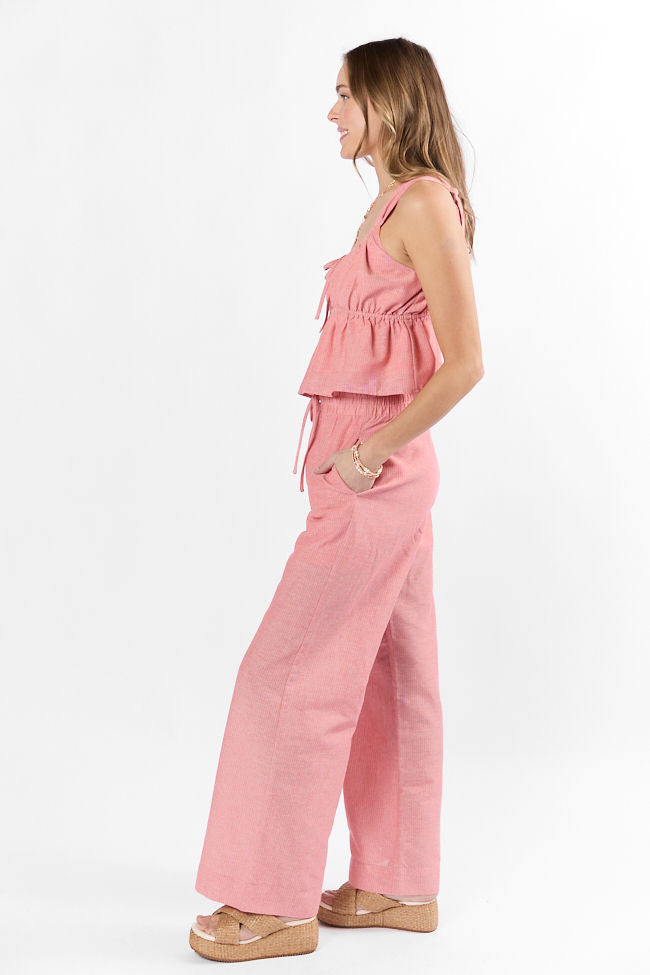 To The Sun Coral Striped Peplum Two Piece Set FINAL SALE-Sunny Prom