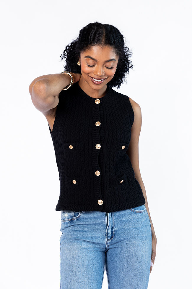 Never Settle Black Sweater Vest FINAL SALE-Sunny Prom