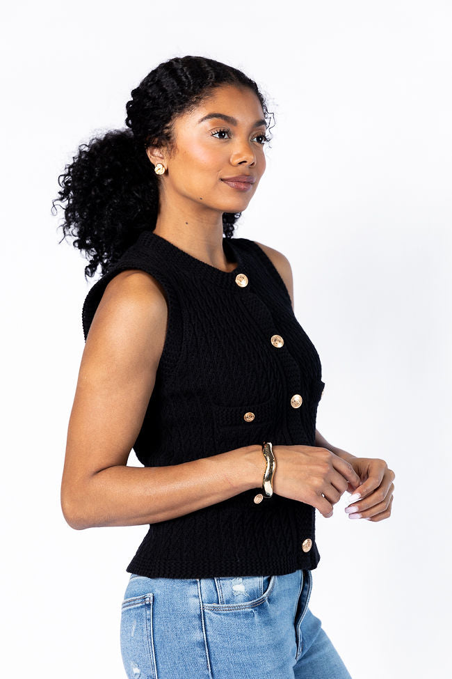 Never Settle Black Sweater Vest FINAL SALE-Sunny Prom