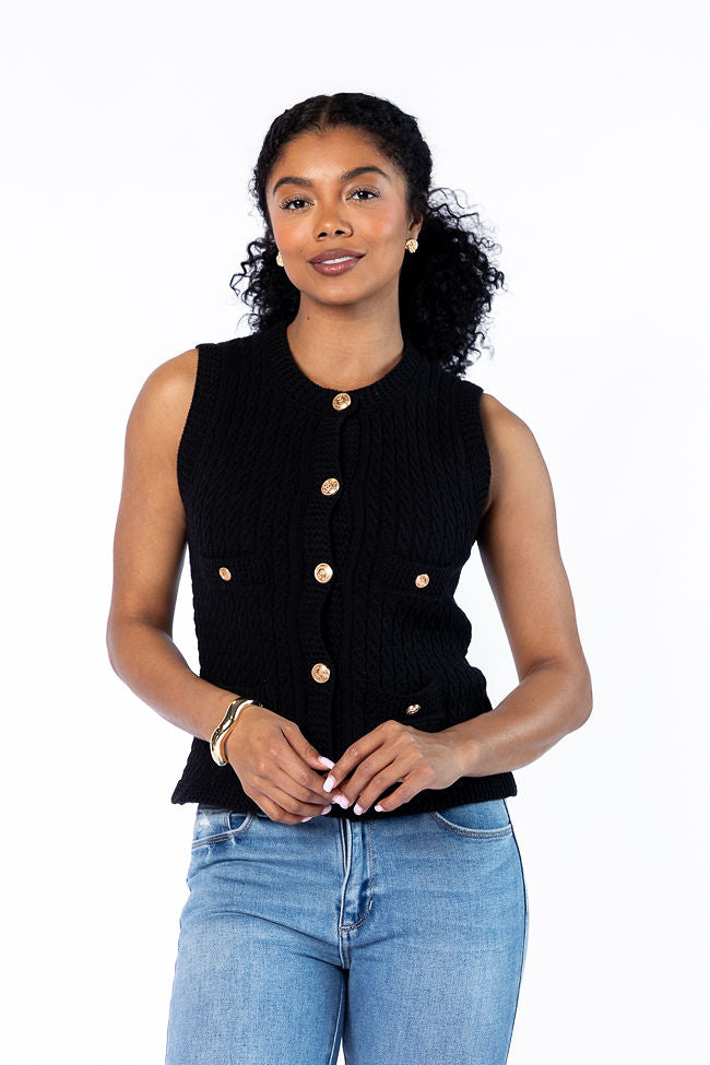 Never Settle Black Sweater Vest FINAL SALE-Sunny Prom