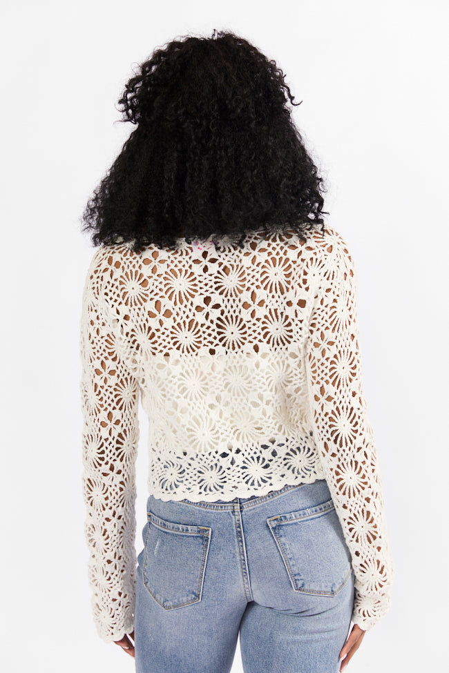 Unbeatable Memories Long Sleeve Ivory Crochet Cardigan FINAL SALE-Sunny Prom