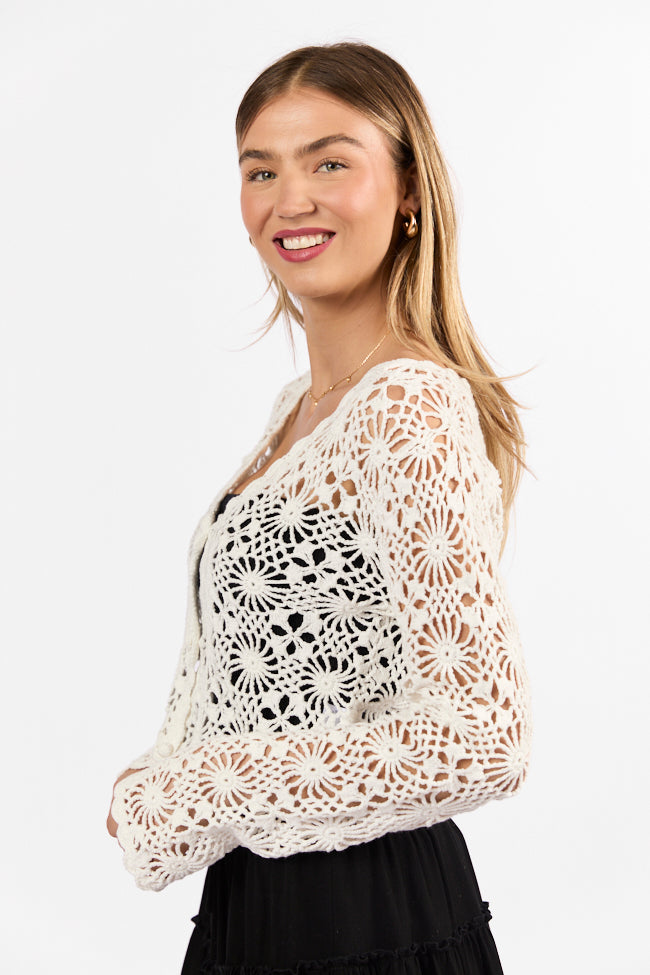 Unbeatable Memories Long Sleeve Ivory Crochet Cardigan FINAL SALE-Sunny Prom