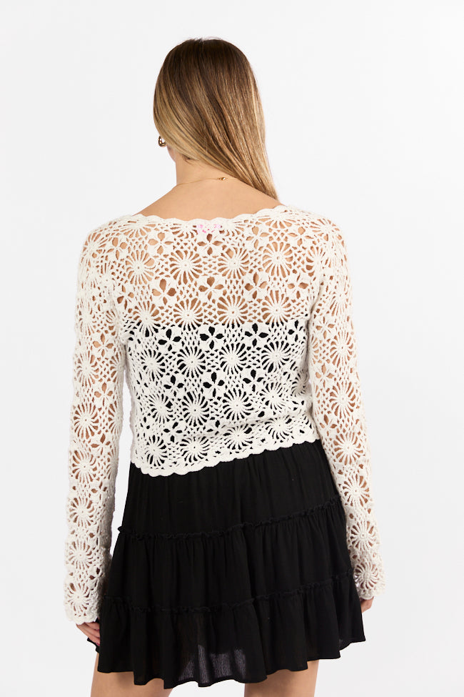 Unbeatable Memories Long Sleeve Ivory Crochet Cardigan FINAL SALE-Sunny Prom