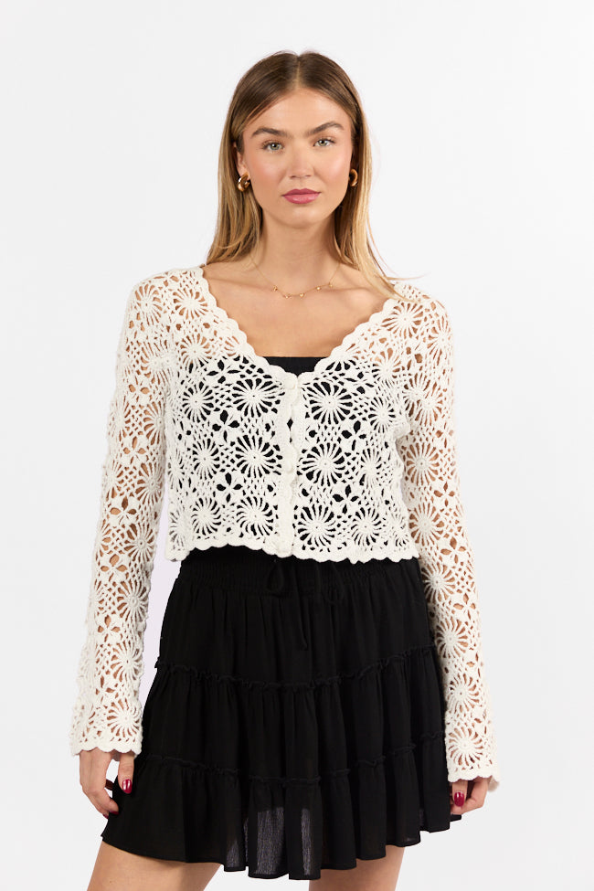 Unbeatable Memories Long Sleeve Ivory Crochet Cardigan FINAL SALE-Sunny Prom