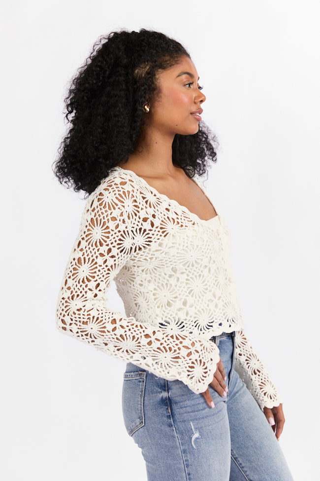 Unbeatable Memories Long Sleeve Ivory Crochet Cardigan FINAL SALE-Sunny Prom
