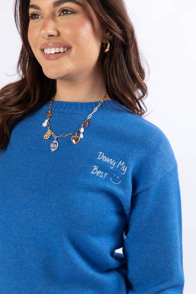 Doing My Best Blue Sweater FINAL SALE-Sunny Prom