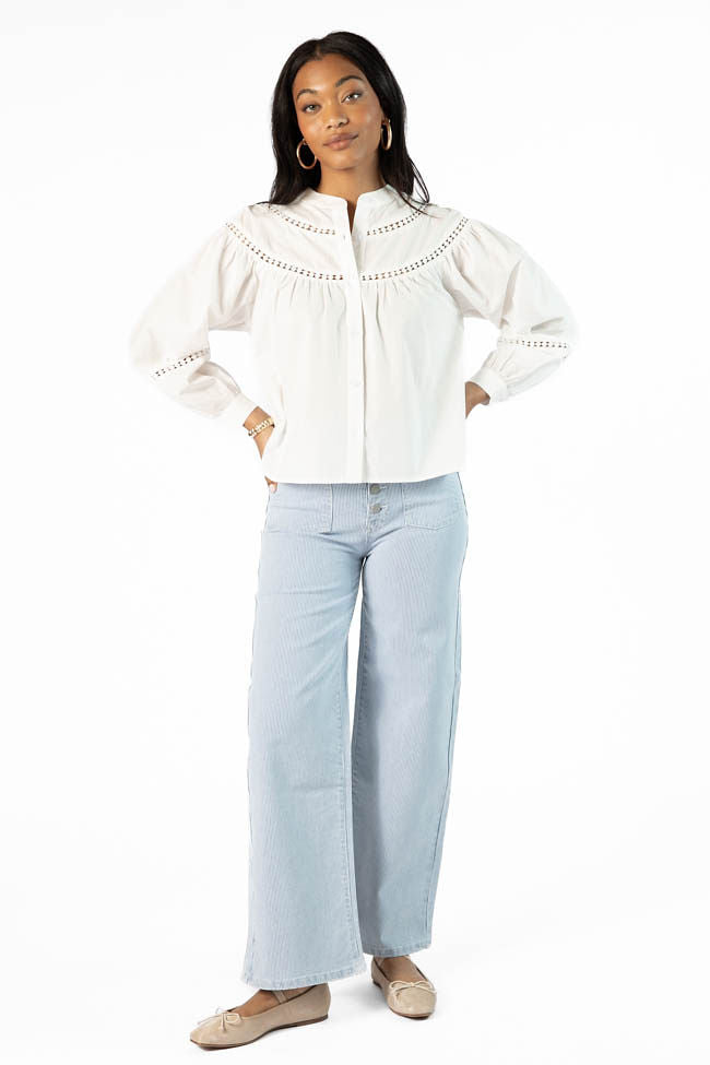 Sutton Striped Wide Leg Patch Pocket Jeans SALE-Sunny Prom