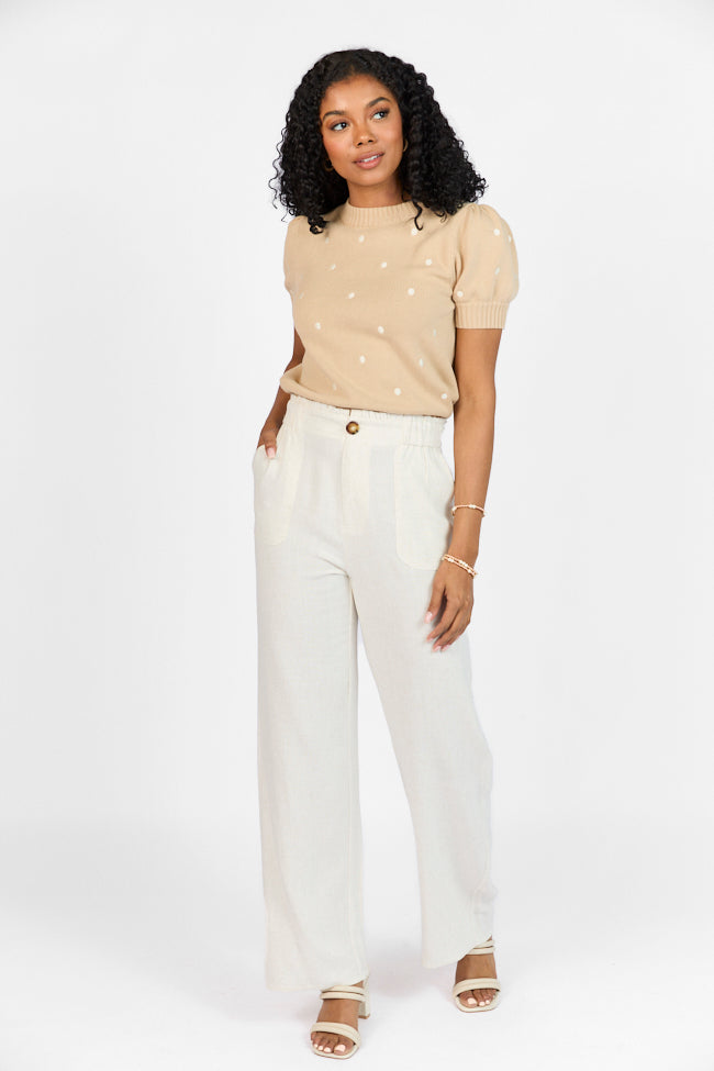 Wish For This Beige Linen Blend Trousers FINAL SALE-Sunny Prom