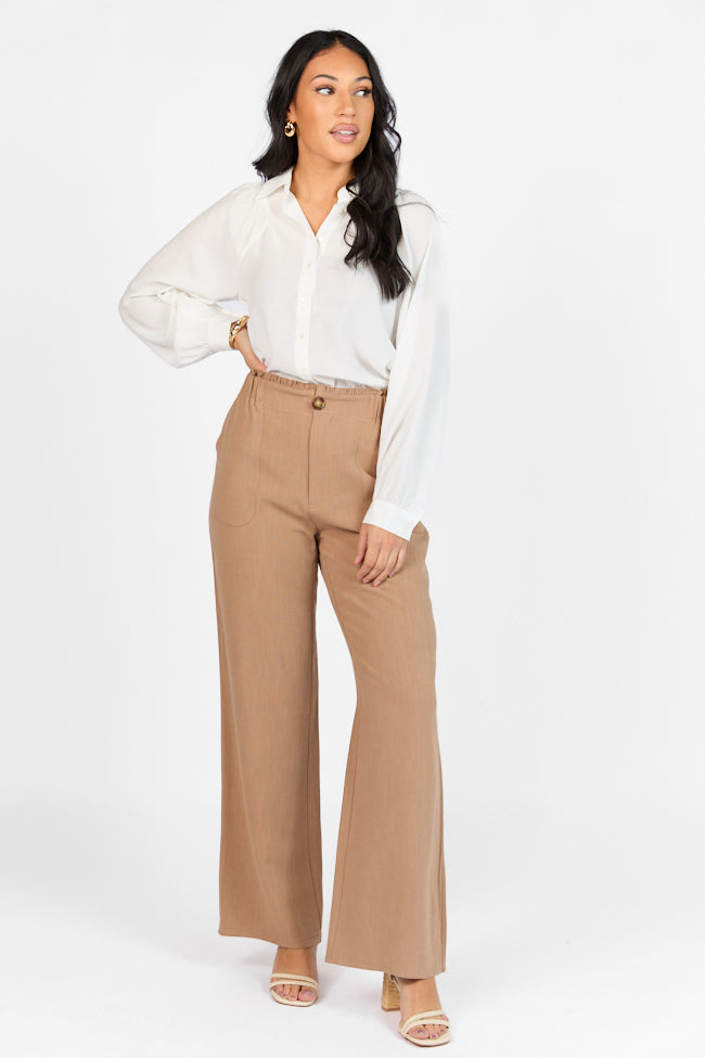 Wish For This Mocha Linen Blend Trousers FINAL SALE-Sunny Prom
