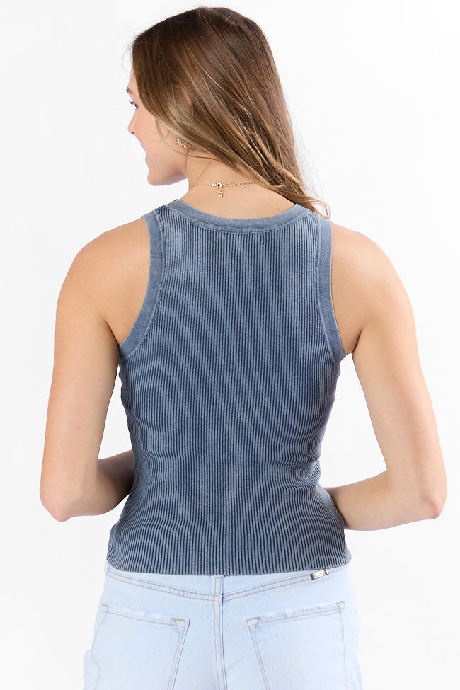 Back To Square One Acid Washed Ribbed High Neck Tank SALE-Sunny Prom