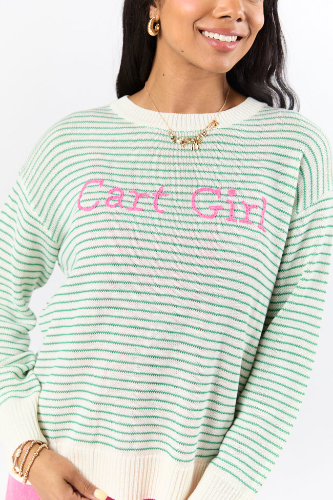 Cart Girl Green and Pink Striped Sweater-Sunny Prom