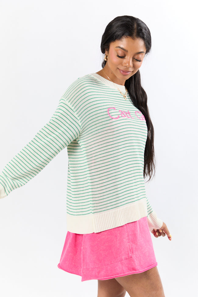 Cart Girl Green and Pink Striped Sweater-Sunny Prom