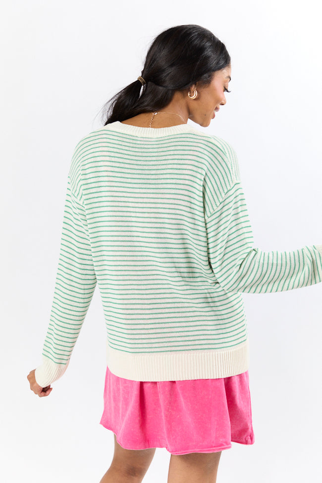 Cart Girl Green and Pink Striped Sweater-Sunny Prom