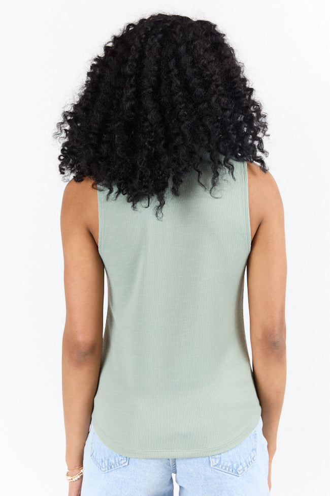 Casual Outing Sage Knit Henley Tank FINAL SALE-Sunny Prom