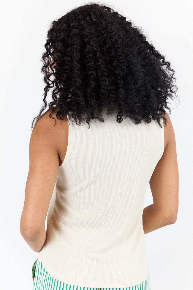 Casual Outing Cream Knit Henley Tank FINAL SALE-Sunny Prom
