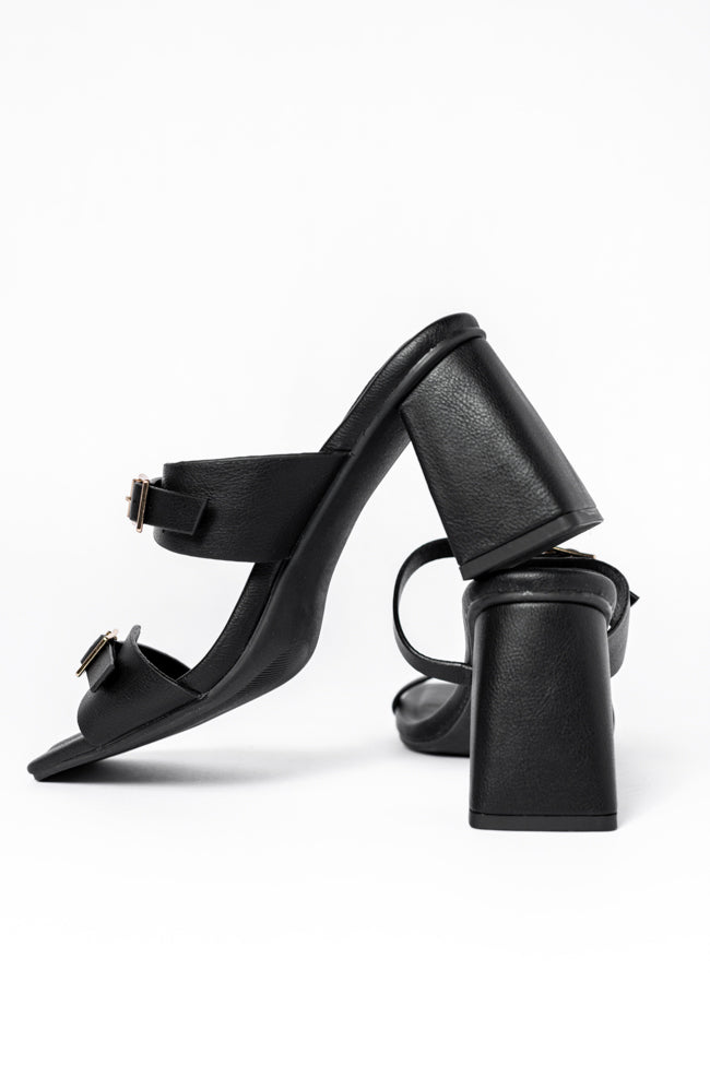 Brooklyn Black Double Strap Buckle Heels SALE-Sunny Prom