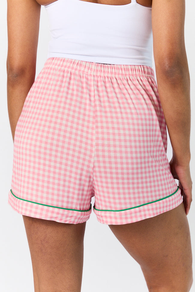 Good To Get Away Pink Gingham Pajama Shorts SALE-Sunny Prom
