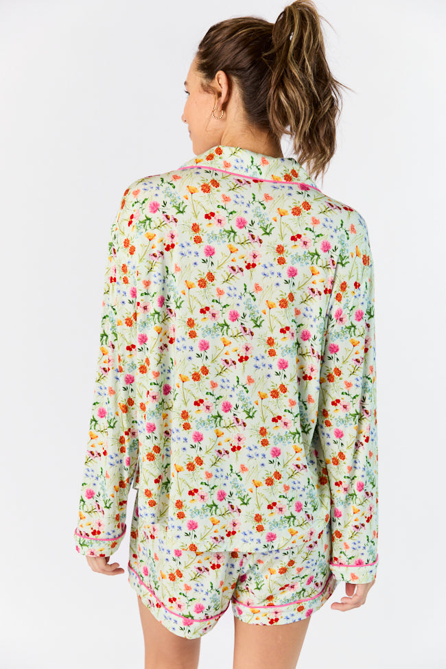Good To Get Away Botanical Floral Long Sleeve Pajama Top FINAL SALE-Sunny Prom
