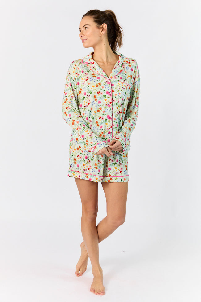 Good To Get Away Botanical Floral Long Sleeve Pajama Top FINAL SALE-Sunny Prom