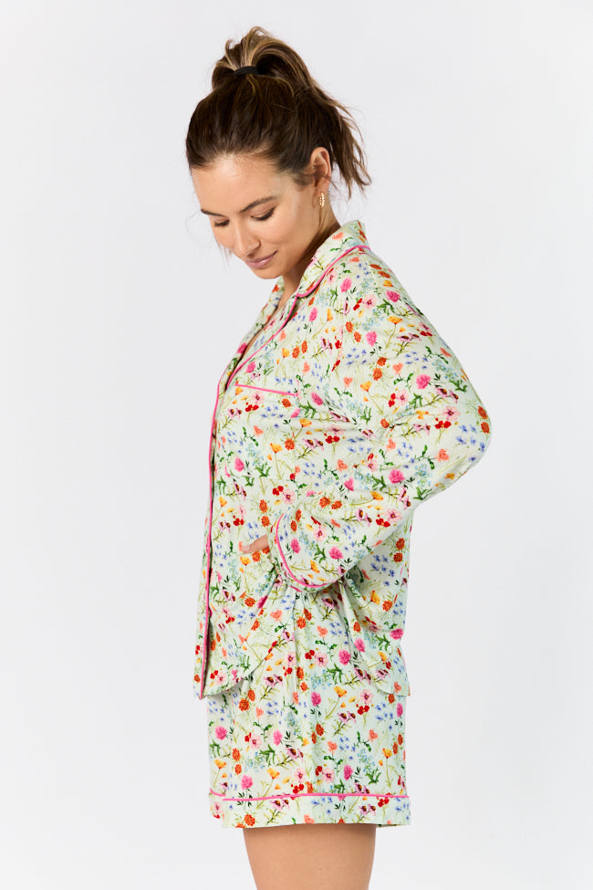 Good To Get Away Botanical Floral Long Sleeve Pajama Top FINAL SALE-Sunny Prom