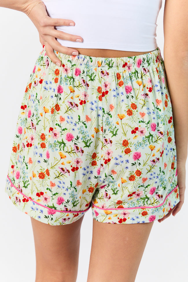 Good To Get Away Botanical Floral Pajama Shorts FINAL SALE-Sunny Prom