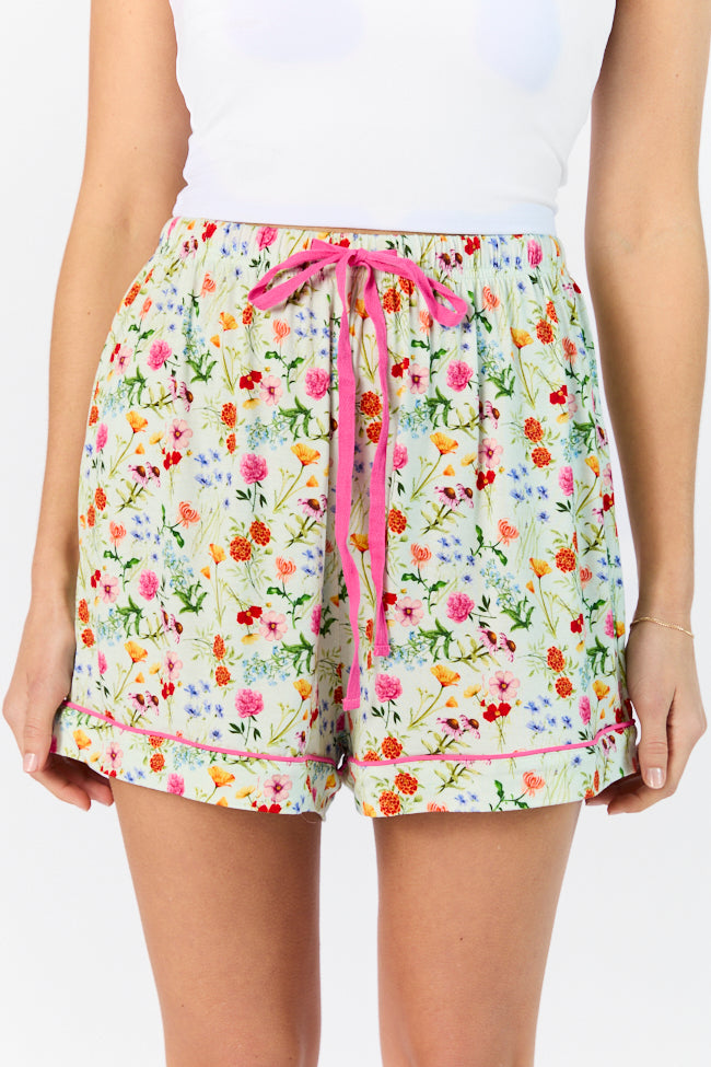 Good To Get Away Botanical Floral Pajama Shorts FINAL SALE-Sunny Prom