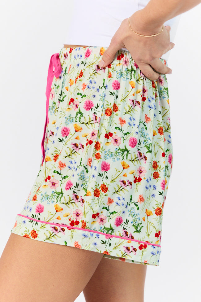 Good To Get Away Botanical Floral Pajama Shorts FINAL SALE-Sunny Prom