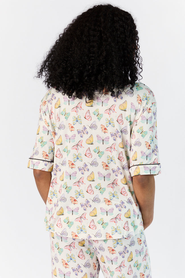 Good To Get Away Butterfly Short Sleeve Pajama Top FINAL SALE-Sunny Prom